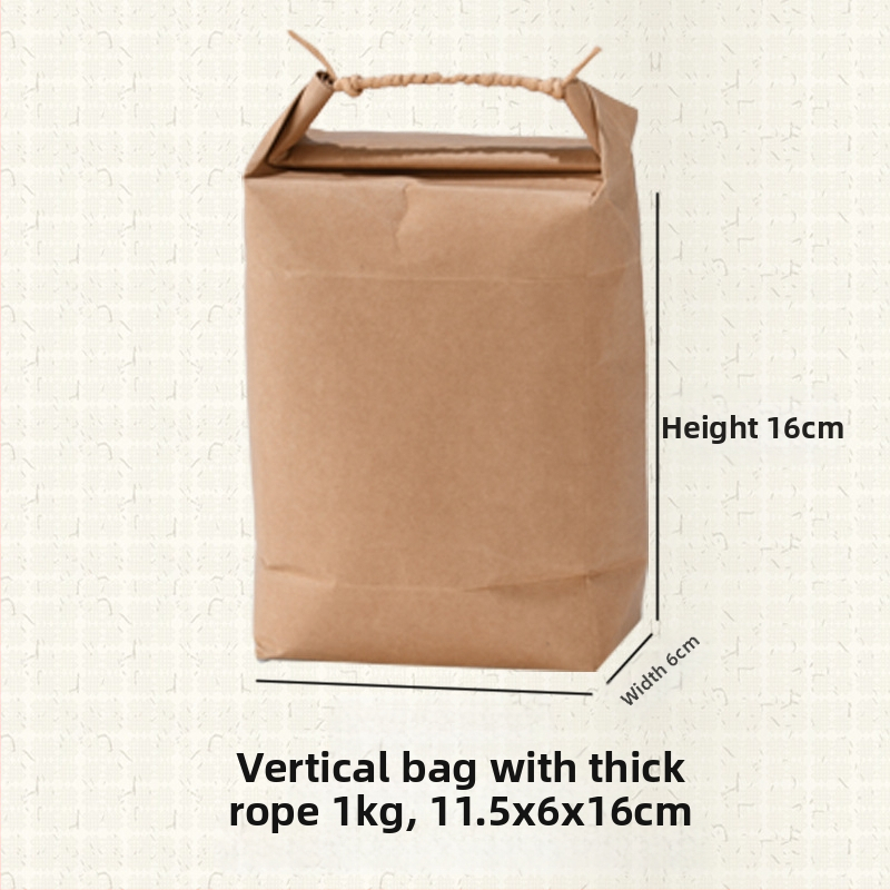 Sac de cadouri din hârtie kraft, stil retro, tăiere prin matriță și lipire; specificație: sac de orez