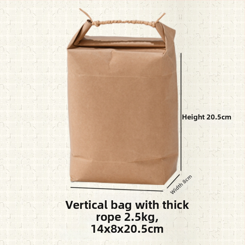 Sac de cadouri din hârtie kraft, stil retro, tăiere prin matriță și lipire; specificație: sac de orez