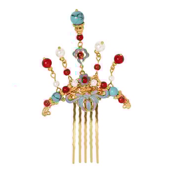 Pieptene de păr cu ciucuri în stil Tang, accesorii de păr retro, formă de picătură, materiale mixte, Su eighteen