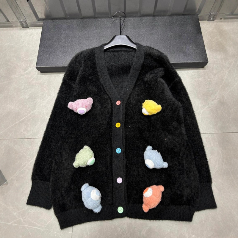 Cardigan s geometrijskim uzorkom, poliester materijal, zip, okrugli izrez, srednja debljina