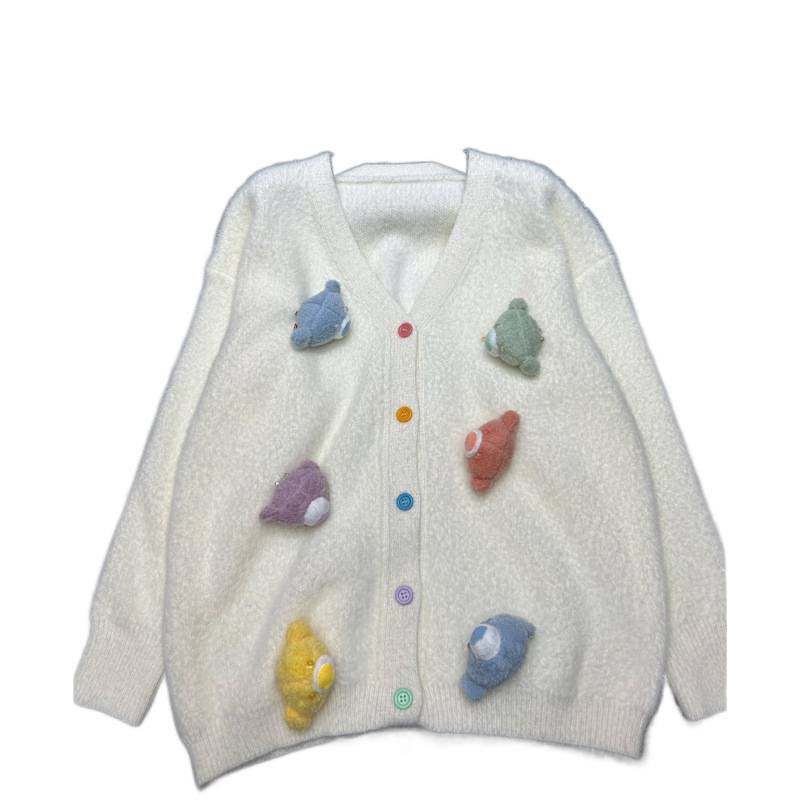 Cardigan s geometrijskim uzorkom, poliester materijal, zip, okrugli izrez, srednja debljina
