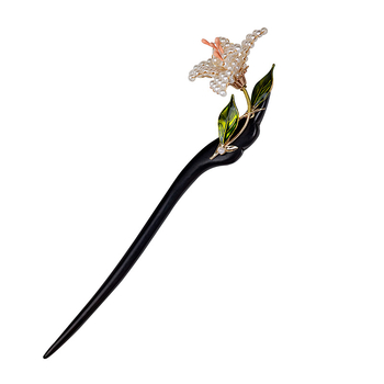 Drvena ukosnica za kosu u kineskom stilu s cvjetnim oblikom, dvostrani 3D dizajn, šifra proizvoda 06070306