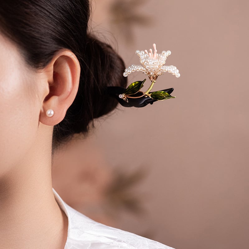 Drvena ukosnica za kosu u kineskom stilu s cvjetnim oblikom, dvostrani 3D dizajn, šifra proizvoda 06070306