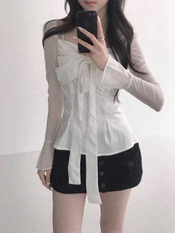 Ženski top od poliestera, jednofarban, slim-fit, standardna duljina, dugi rukav