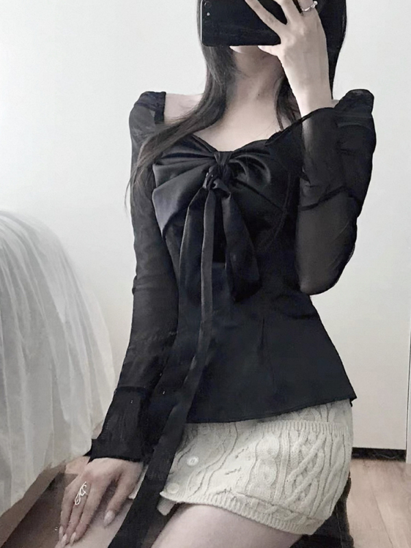 Ženski top od poliestera, jednofarban, slim-fit, standardna duljina, dugi rukav