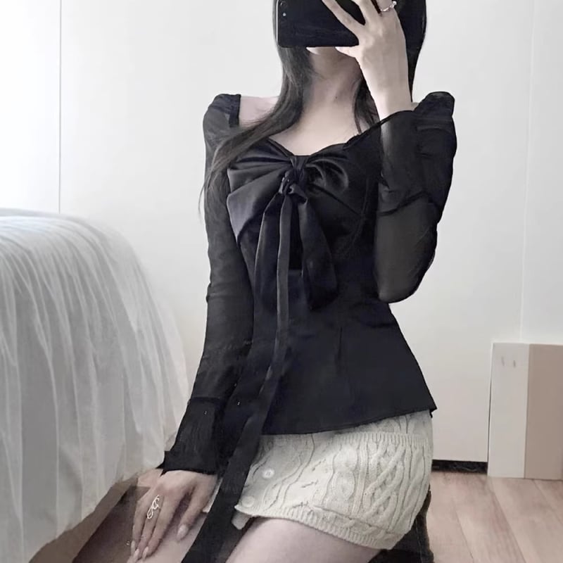 Ženski top od poliestera, jednofarban, slim-fit, standardna duljina, dugi rukav