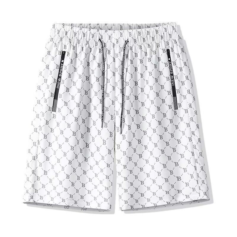Casual muške ljetne šorceve od ice-silk, velike veličine, opuštene krojenje, tanke i prozračne, ravni kroj, sa šniringom za struk, mladenački stil