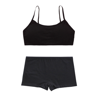 Памучен дишащ комплект сутиени за момичета в период на развитие, с двойни вложки, пълна чашка, тънко оформени чашки, без метални подпори, фиксирани двойни презрамки, за 7–14 години