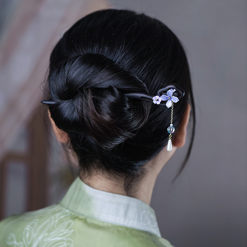 Držač za kosu od drveta, retro stil, motiv cvijeta, podrijetlo Kunming, Yunnan