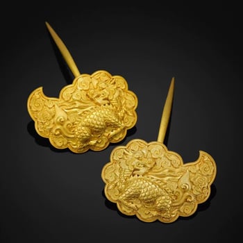 Réz hajcsat, vintage stílusú, geometriai mintával, elektroplatált felülettel, bemutató 2025 tavaszán