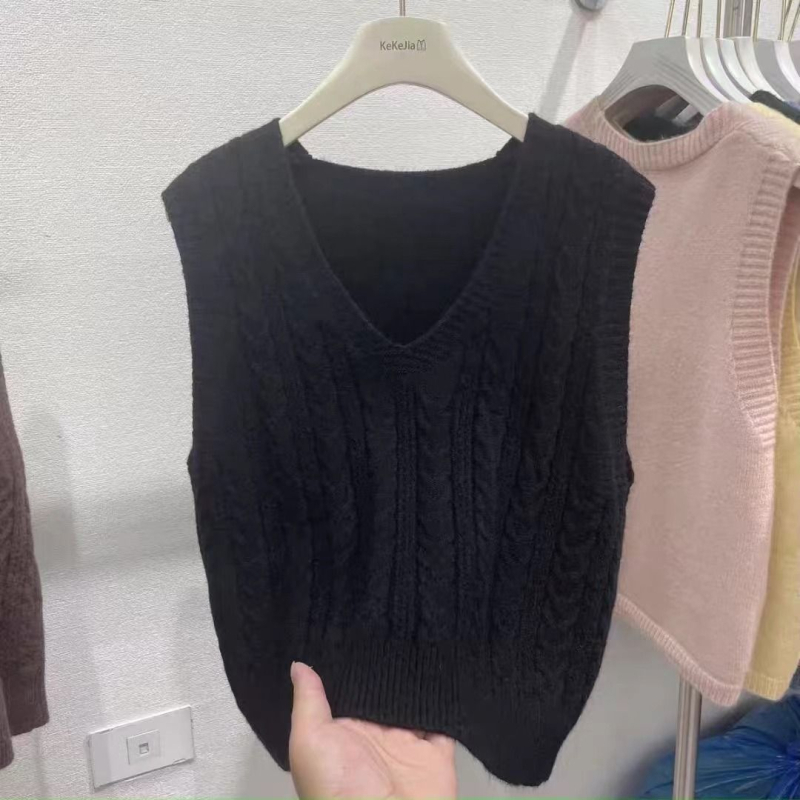 Жилетка без ръкави с V-образно деколте, Chenille материя, пролет 2025, дамски модел