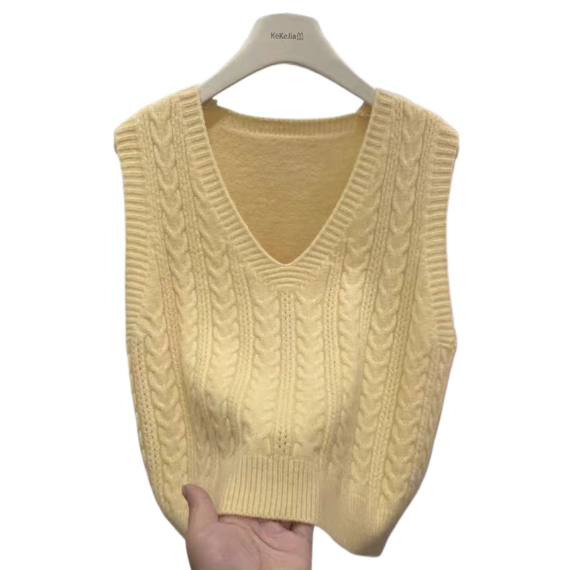 Жилетка без ръкави с V-образно деколте, Chenille материя, пролет 2025, дамски модел