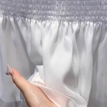 Chiffon blúz kerek nyakkal és fodros részletekkel, 50–70% spandex, női top, tavasz 2025