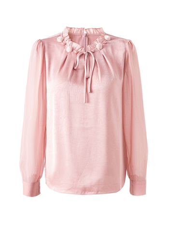 Szatin jacquard hosszú ujjú ing, reguláris fazon, egyszínű, poliészter ≥95%, 3D vágás