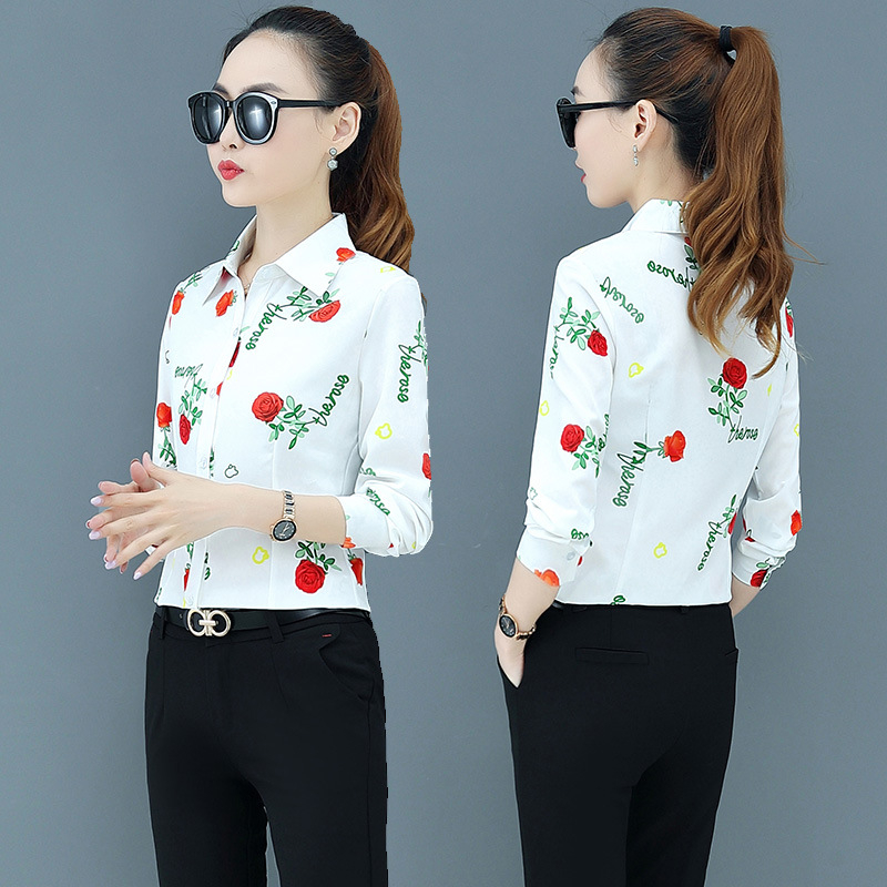 Nyomtatott hosszú ujjú ing, egyenes szabású, poliészter–elasztán keverék, hossz 50-65 cm