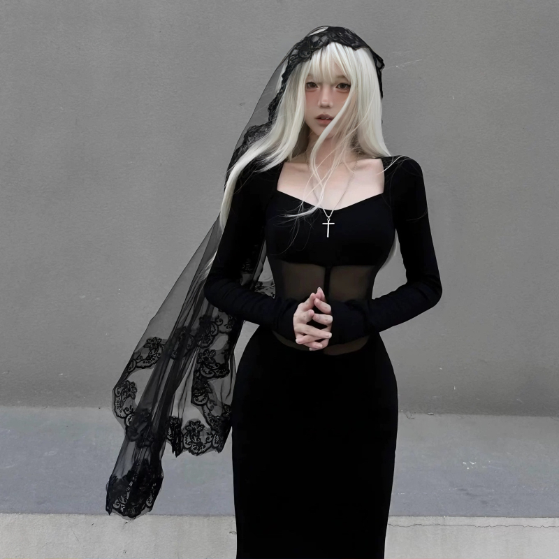 Dodatak za glavu s čipkastim zavojem, mrežasti materijal, ženski gotički cosplay dodatak, proljeće 2025