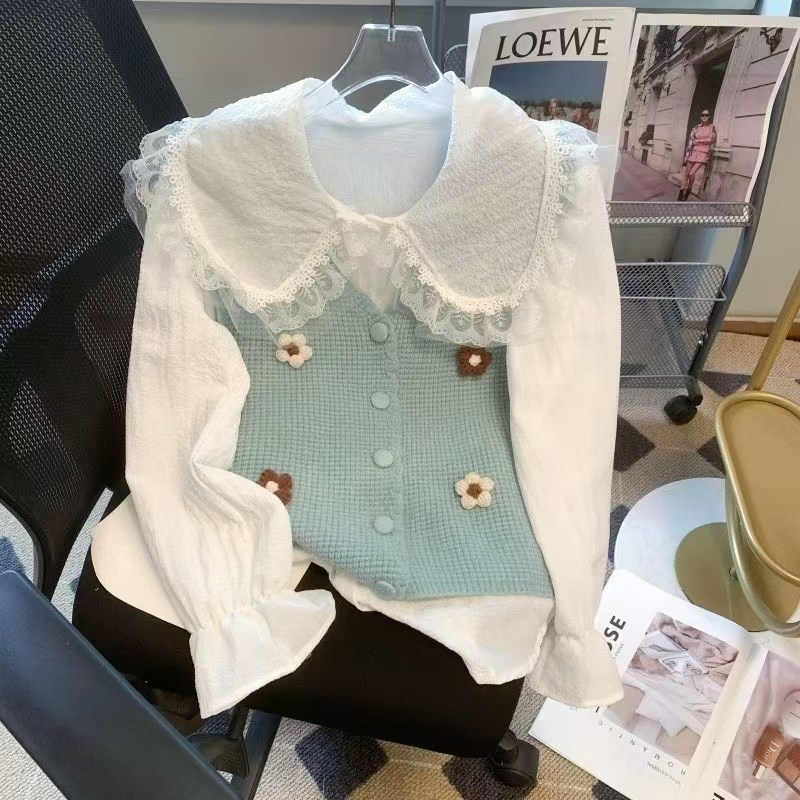 Женска жилетка-кардиган с V-образно деколте, къс стил, плетена материя, есен 2025