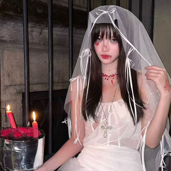 Lolita dodatak za glavu s veo i mašnom, od tkanine