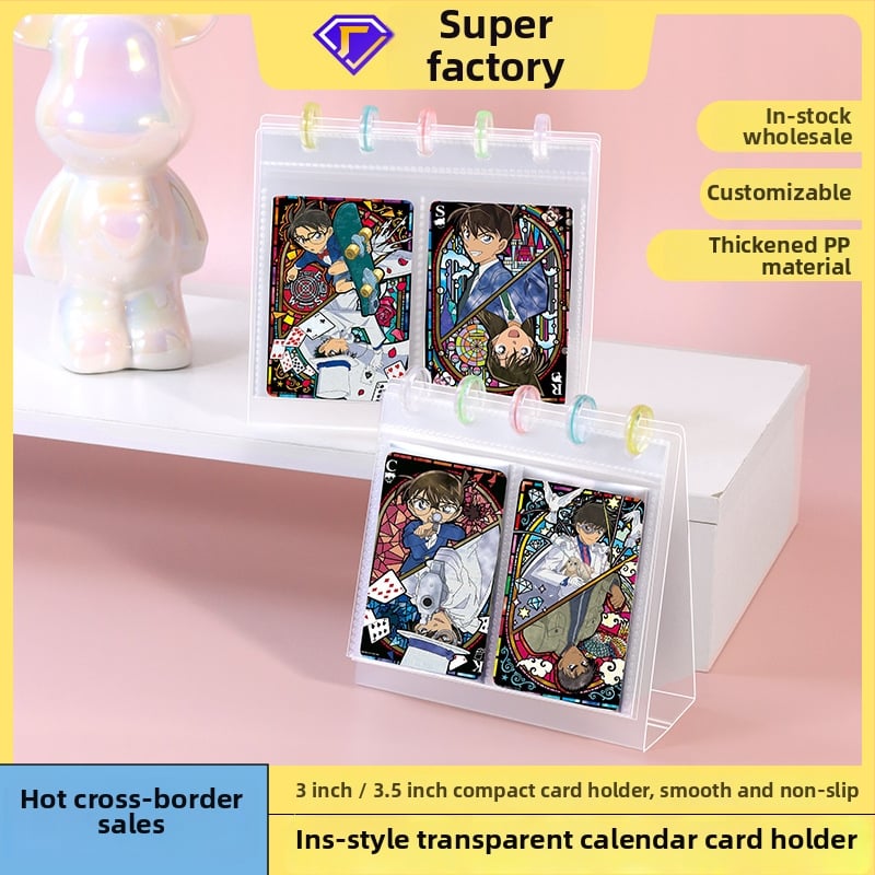 Fényképalbum, átlátszó kártyaalbum asztali kijelzőhöz, PP borító, Loose-leaf kötés, 10 oldal, logó nyomtatás, testreszabás elérhető