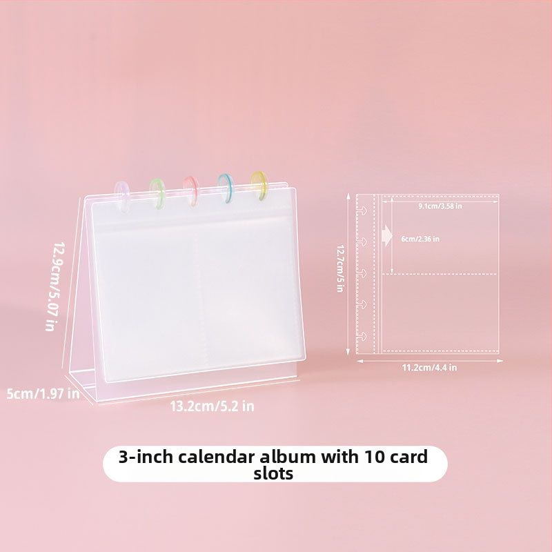 Fényképalbum, átlátszó kártyaalbum asztali kijelzőhöz, PP borító, Loose-leaf kötés, 10 oldal, logó nyomtatás, testreszabás elérhető