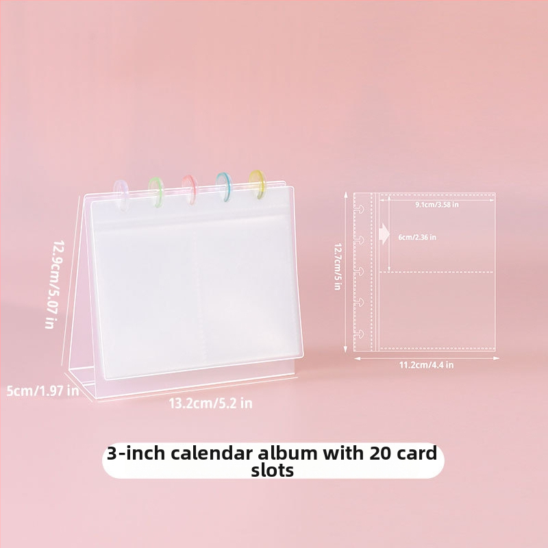 Fényképalbum, átlátszó kártyaalbum asztali kijelzőhöz, PP borító, Loose-leaf kötés, 10 oldal, logó nyomtatás, testreszabás elérhető