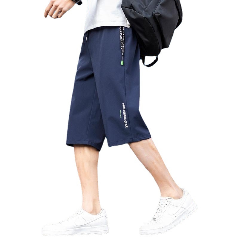 Muške cropped kratke hlače, slobodan kroj, brzo sušeći Ice Silk, ljetni plažni sport
