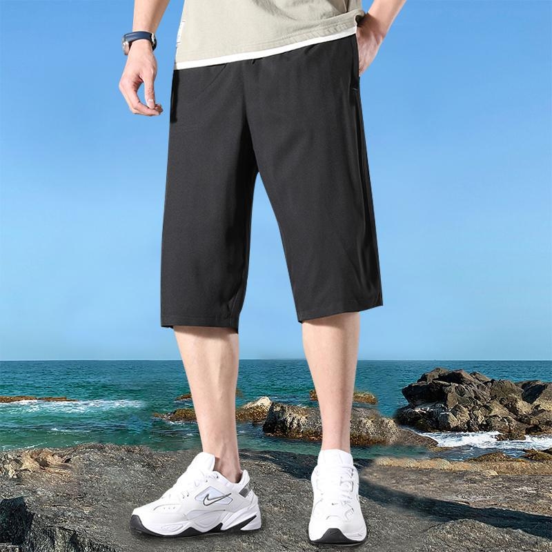 Muške cropped kratke hlače, slobodan kroj, brzo sušeći Ice Silk, ljetni plažni sport