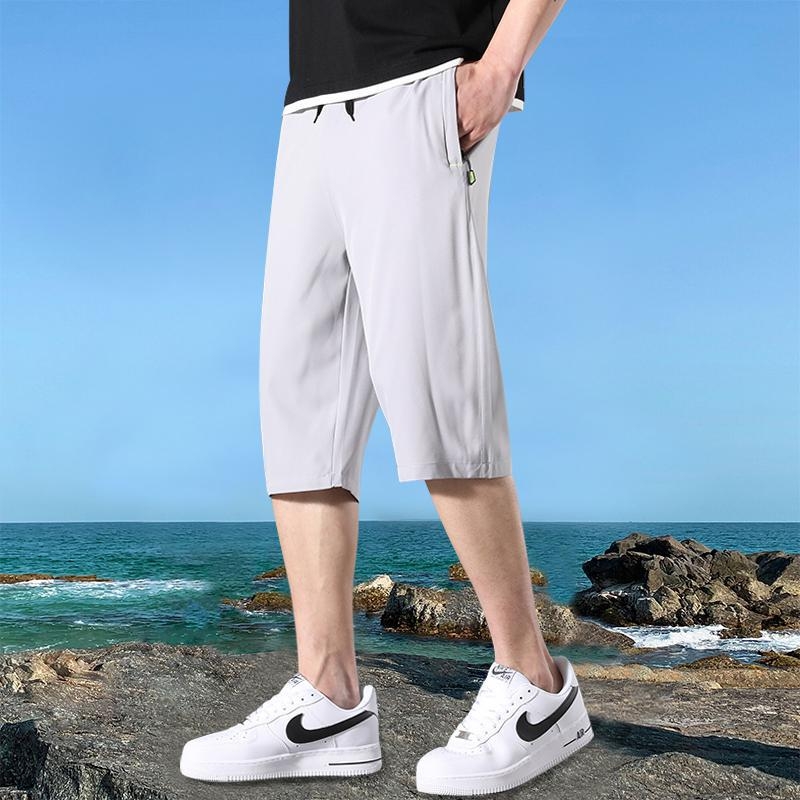 Muške cropped kratke hlače, slobodan kroj, brzo sušeći Ice Silk, ljetni plažni sport