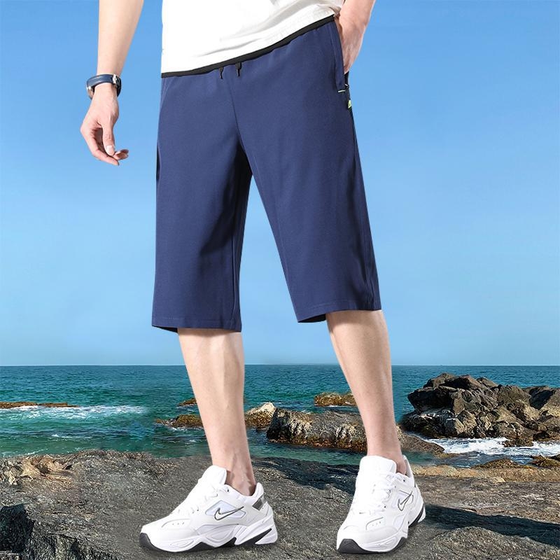 Muške cropped kratke hlače, slobodan kroj, brzo sušeći Ice Silk, ljetni plažni sport