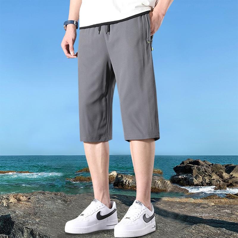 Muške cropped kratke hlače, slobodan kroj, brzo sušeći Ice Silk, ljetni plažni sport