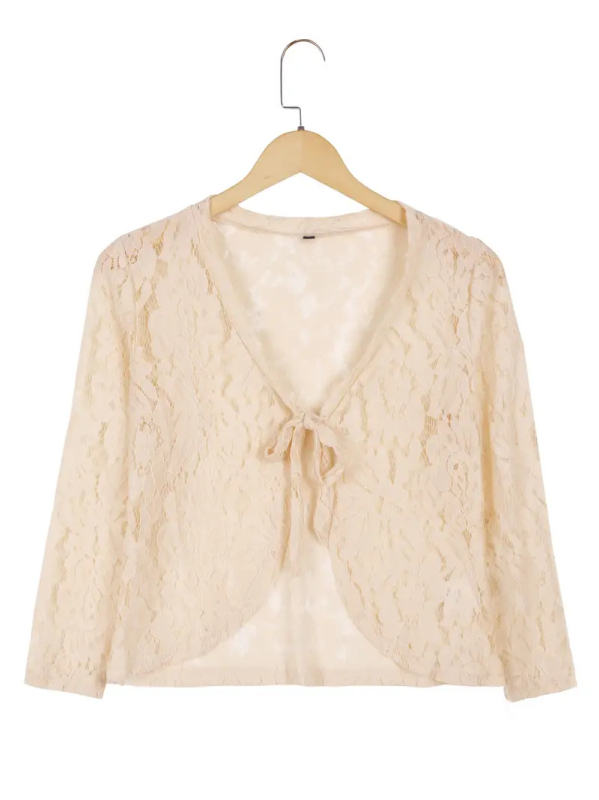 Ženski kardigan od najlona, jednobojan, kratka dužina, dugi rukavi