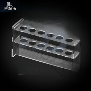Γυάλινο στήριγμα σωληναρίων χρωματομετρίας για σωληνάρια 10/25/50/100 mL, 6–30 οπές, μονή ή διπλή σειρά