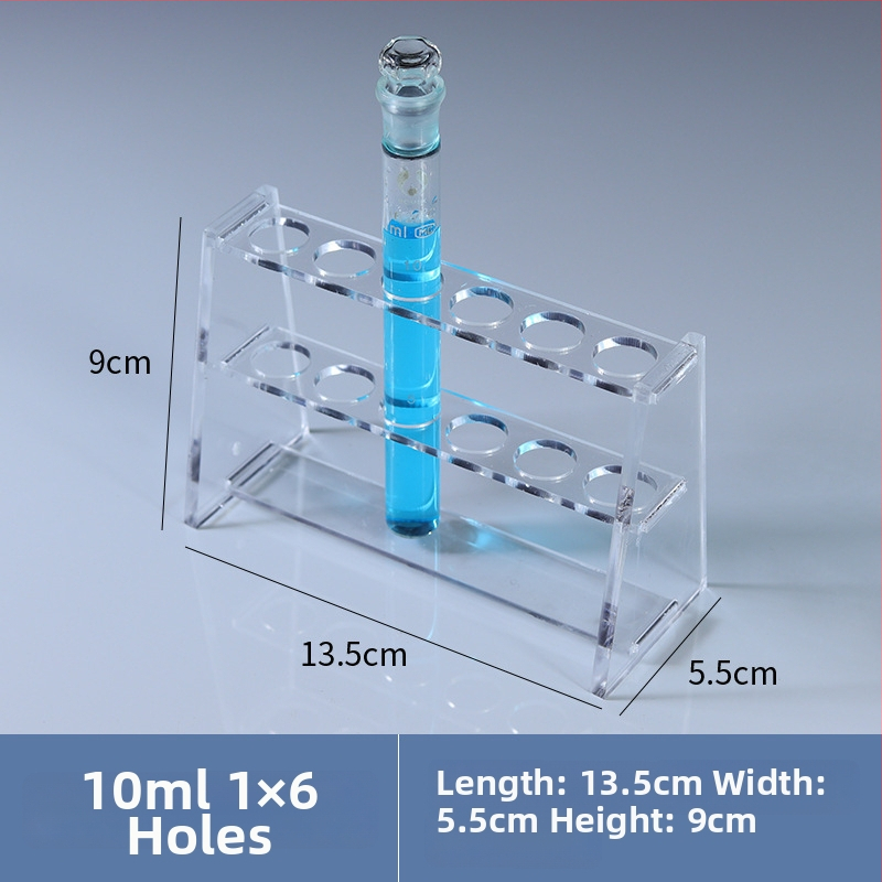 Γυάλινο στήριγμα σωληναρίων χρωματομετρίας για σωληνάρια 10/25/50/100 mL, 6–30 οπές, μονή ή διπλή σειρά