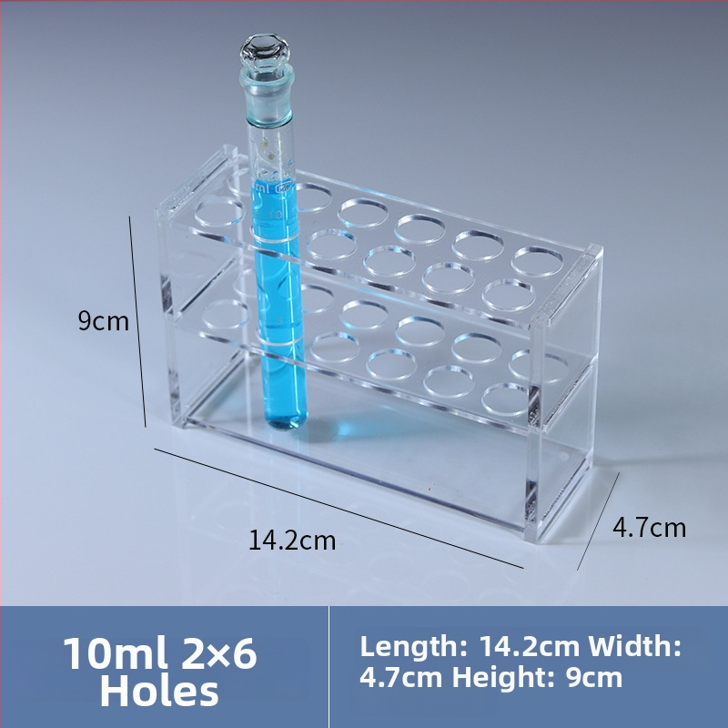 Γυάλινο στήριγμα σωληναρίων χρωματομετρίας για σωληνάρια 10/25/50/100 mL, 6–30 οπές, μονή ή διπλή σειρά