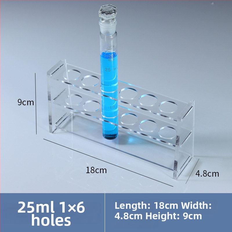 Γυάλινο στήριγμα σωληναρίων χρωματομετρίας για σωληνάρια 10/25/50/100 mL, 6–30 οπές, μονή ή διπλή σειρά