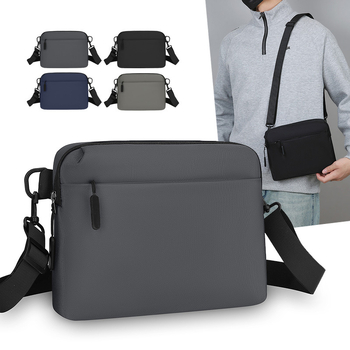 Geantă crossbody din nylon pentru bărbați, stil urban minimalist, rezistentă la uzură, capacitate pentru laptop de 8 inch