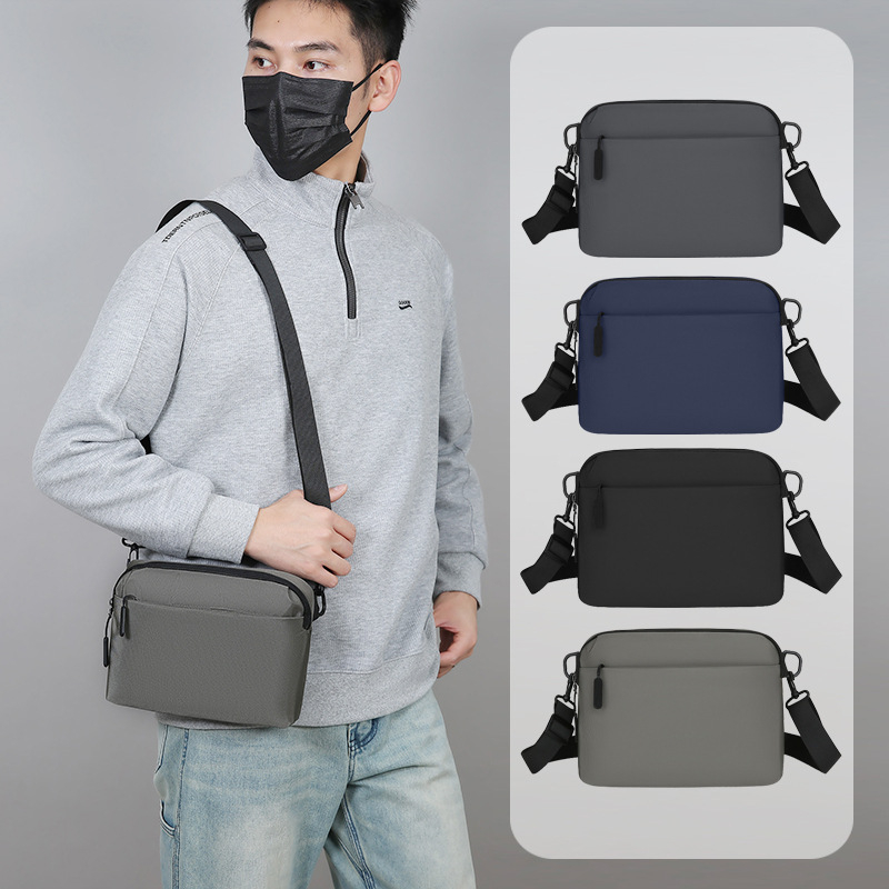 Geantă crossbody din nylon pentru bărbați, stil urban minimalist, rezistentă la uzură, capacitate pentru laptop de 8 inch