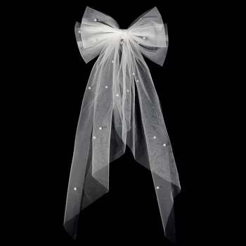 Dodatak za glavu od mrežaste tkanine s mašnom od perlica, oblik mašne, duljina do lakta, Xi yi marka, za vjenčanje i proslave