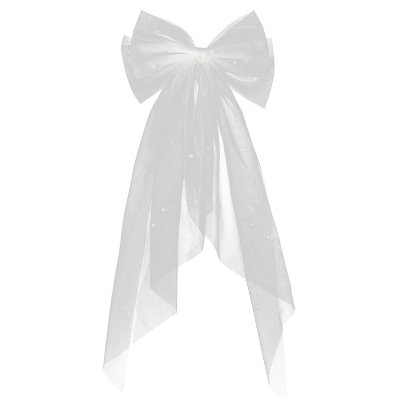 Dodatak za glavu od mrežaste tkanine s mašnom od perlica, oblik mašne, duljina do lakta, Xi yi marka, za vjenčanje i proslave