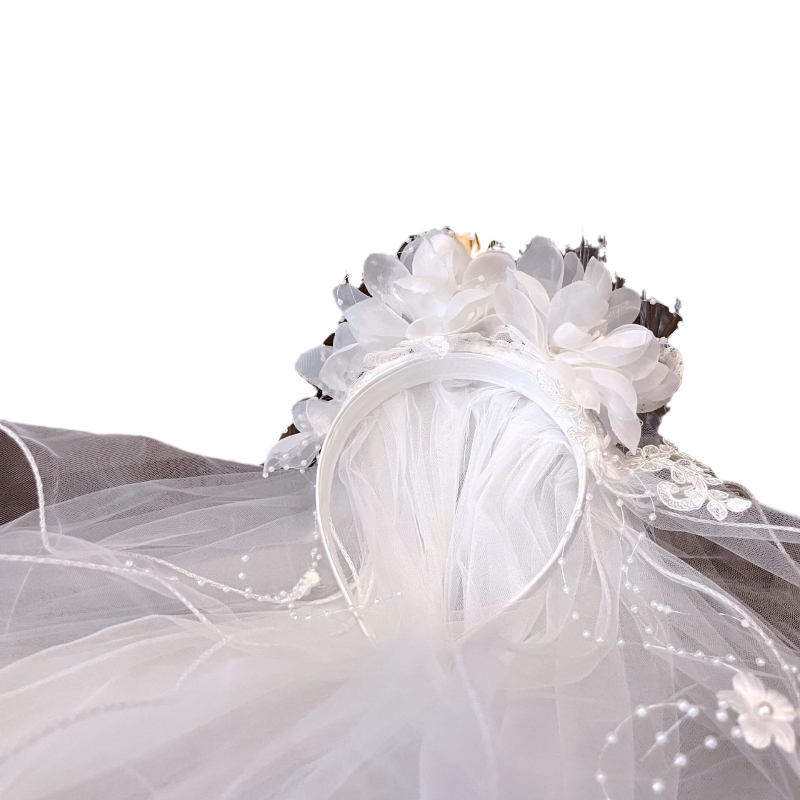 Vjenčani dodatak za kosu: retro trodimenzionalni cvijet s perlom i resom, tri sloja, od tvrdog vlakna