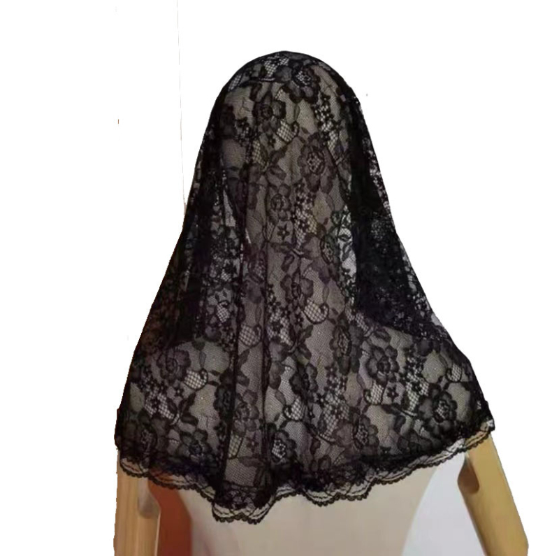 Čipkasti vjenčani veo - jednostavan ženski stil, cvjetni motiv, kapelni stil, jednostruki sloj
