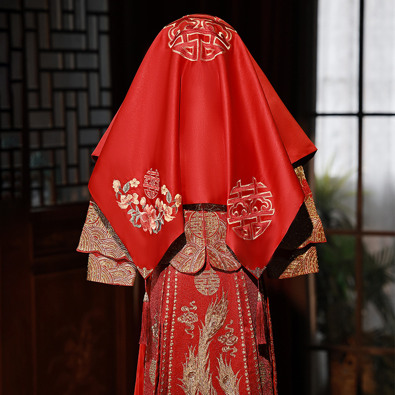 Izšivani satenski headdress za vjenčanje, retro ženski stil, Suzhou, ljeto 2023