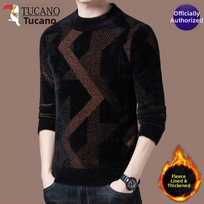 Pulover tricotat pentru bărbați, cu guler semi-înălțat, Iarna 2019, Mărimi Echilibrate