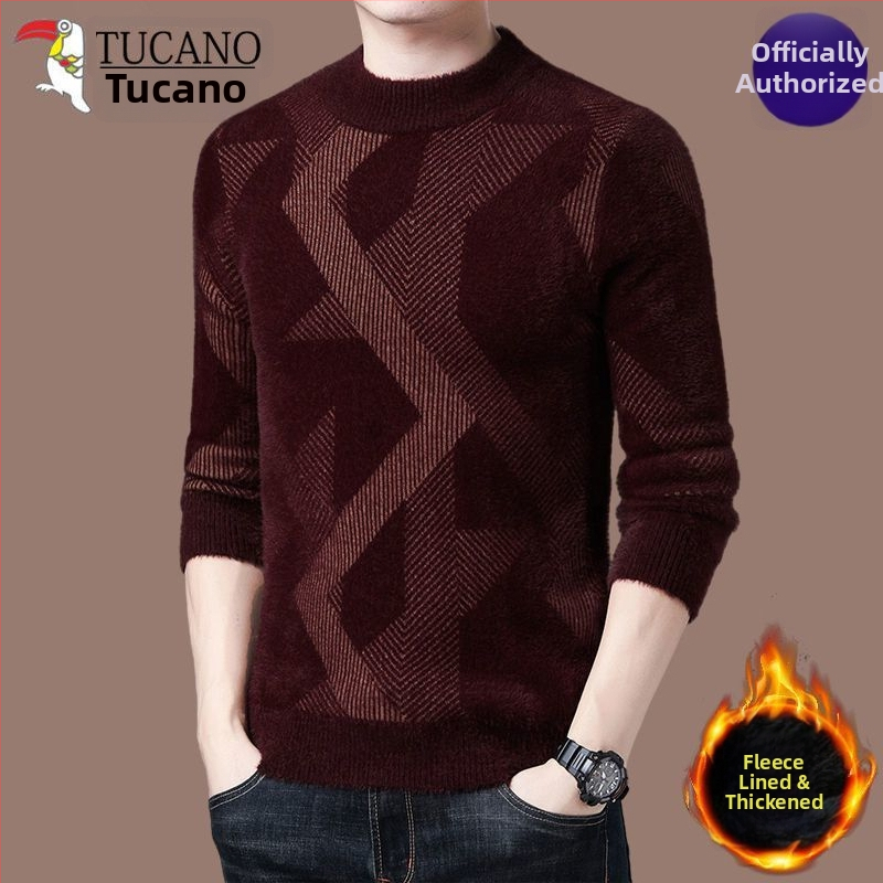 Pulover tricotat pentru bărbați, cu guler semi-înălțat, Iarna 2019, Mărimi Echilibrate