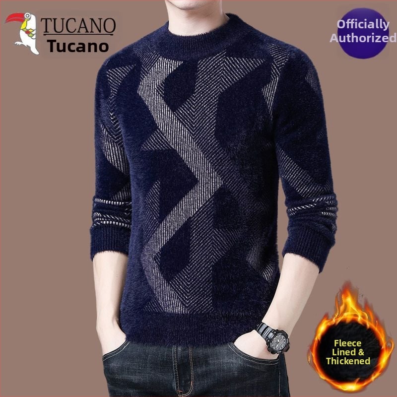 Pulover tricotat pentru bărbați, cu guler semi-înălțat, Iarna 2019, Mărimi Echilibrate