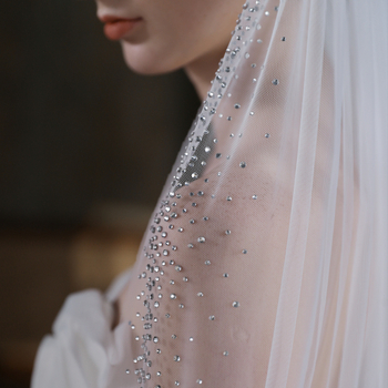 Vjenčani veo - Nylon, Xin Mei Ji, ženski stil, katedralni kroj, rhinestone ukras
