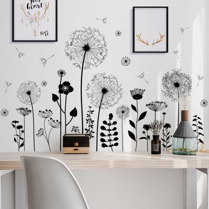 Set zidnih naljepnica s cvjetnim motivom | PVC materijal • 2 komada • graffiti zidne naljepnice • za dnevni boravak, spavaću sobu i ured • moderni minimalistički stil