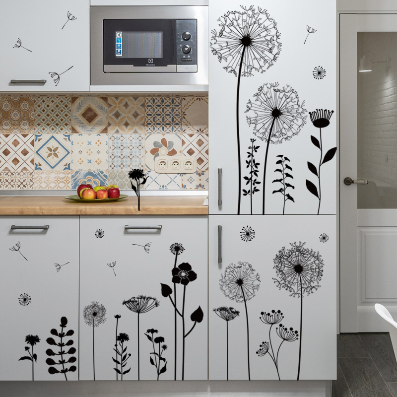 Set zidnih naljepnica s cvjetnim motivom | PVC materijal • 2 komada • graffiti zidne naljepnice • za dnevni boravak, spavaću sobu i ured • moderni minimalistički stil