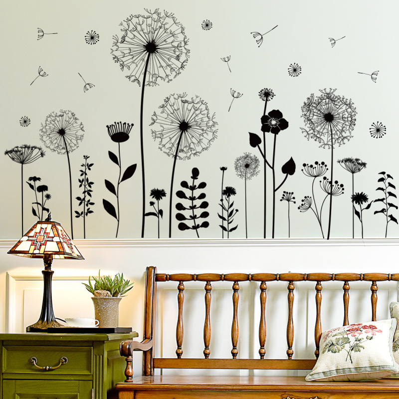 Set zidnih naljepnica s cvjetnim motivom | PVC materijal • 2 komada • graffiti zidne naljepnice • za dnevni boravak, spavaću sobu i ured • moderni minimalistički stil