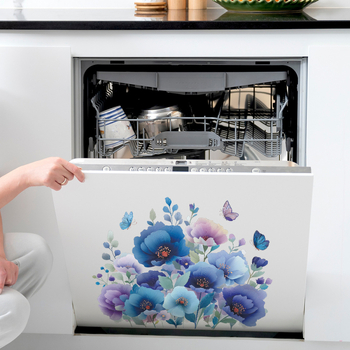 PVC dekorativna zidna naljepnica – biljke i cvijeće s leptirima za dnevni boravak, spavaću sobu, studij, restoran i ulaz; svježi i stylish stil; samoljepljiva, uklonjiva